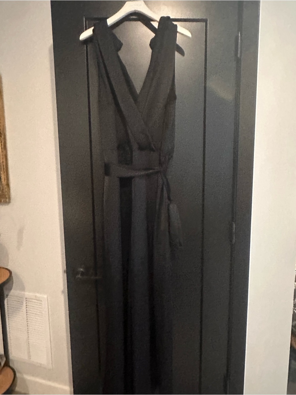 LOFT Black Sleeveless Wrap Maxi Dress with Self Tie